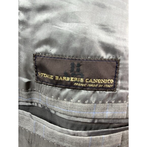 J Hilburn Vitale Barberis Men 36R Blazer European Fit Gray Wool Glen Plaid - Picture 9 of 16